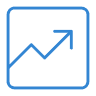 Graph with arrow going up blue