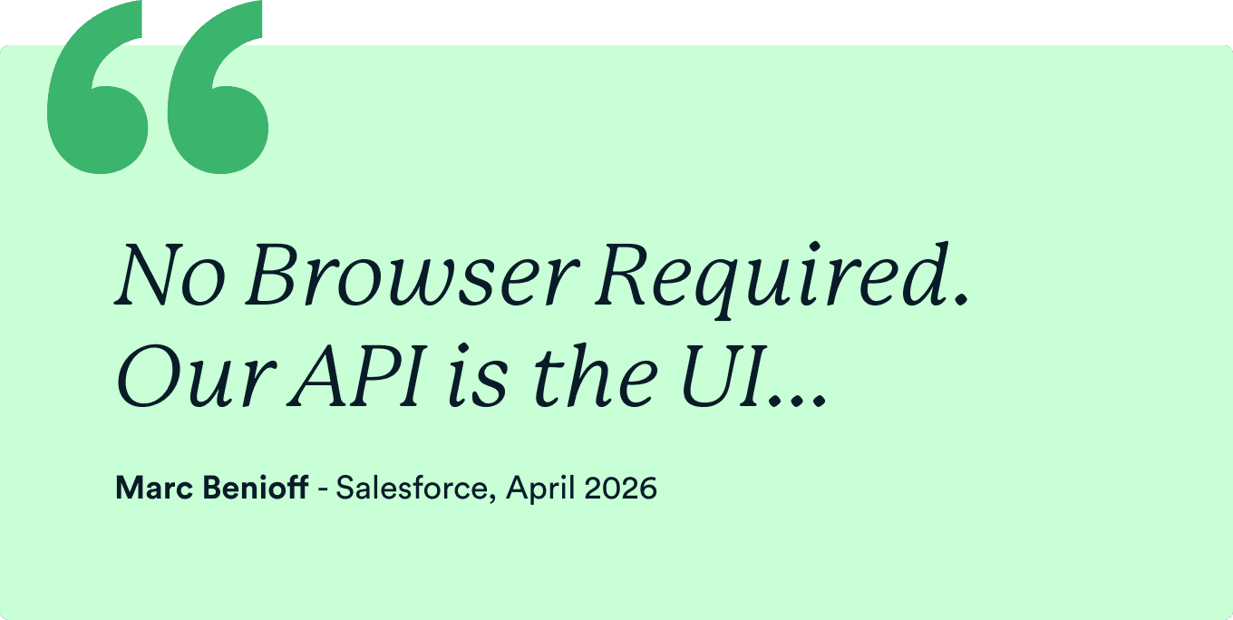 No Browser Required. Our API is the UI