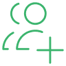 Users and plus icon green