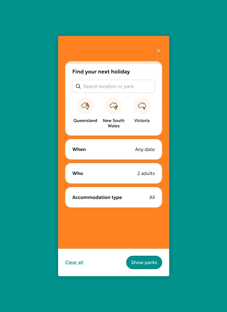 Mobile booking flow interface showing streamlined checkout process