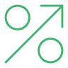 Up arrow with percentage symbol green